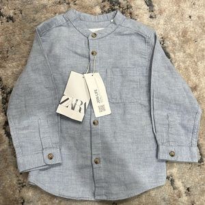 NWT Zara Baby Boy Chambray Button Down Shirt (12-18M)